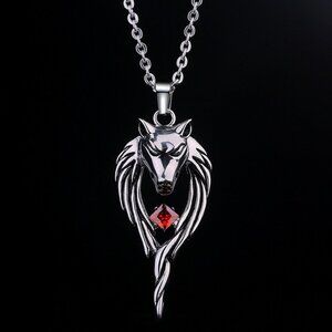 ❤️Retro domineering crystal wolf head pendant necklace for women/men, N90201P159